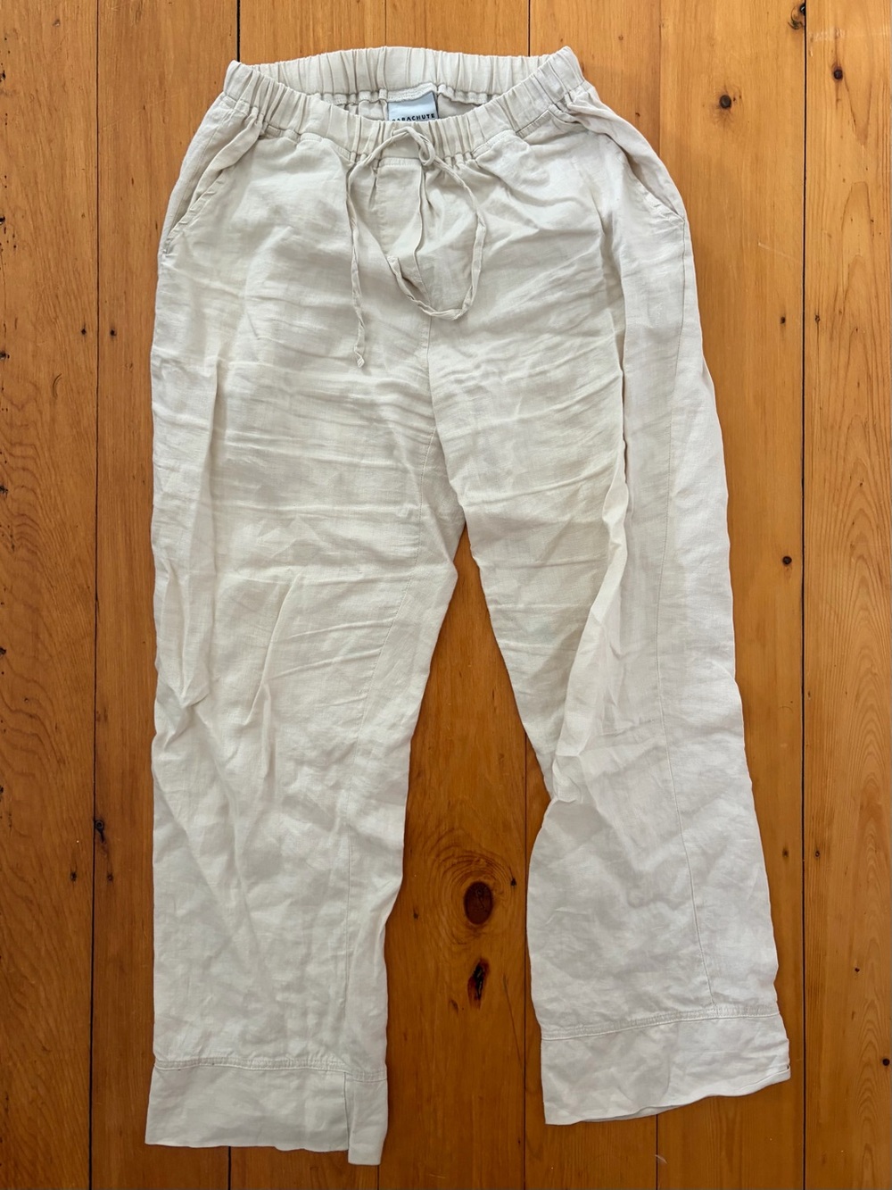 Parachute Linen Wide-Leg Pants - Natural Cream